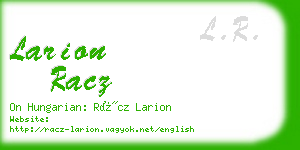 larion racz business card
